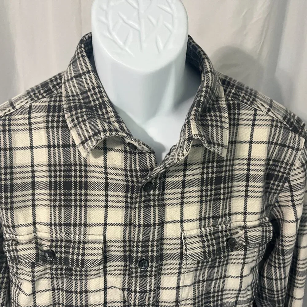 The North Face Men’s Heavyweight Plaid Flannel Shirt M 🔥 White Gray Blue 🏔️